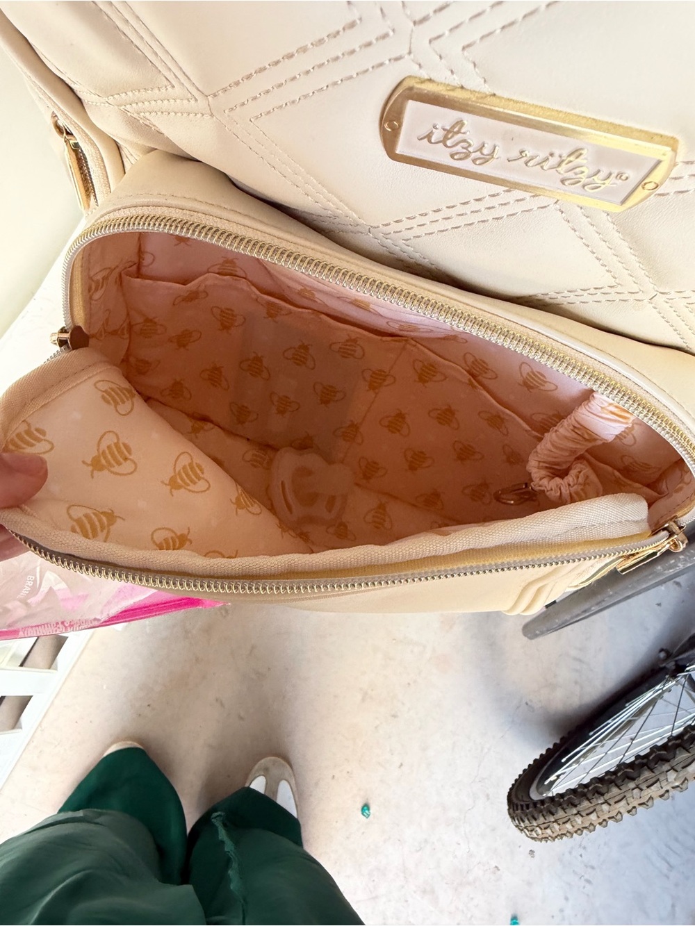 Itzy Ritzy Cream Quilted Backpack - Picture 2 of 3